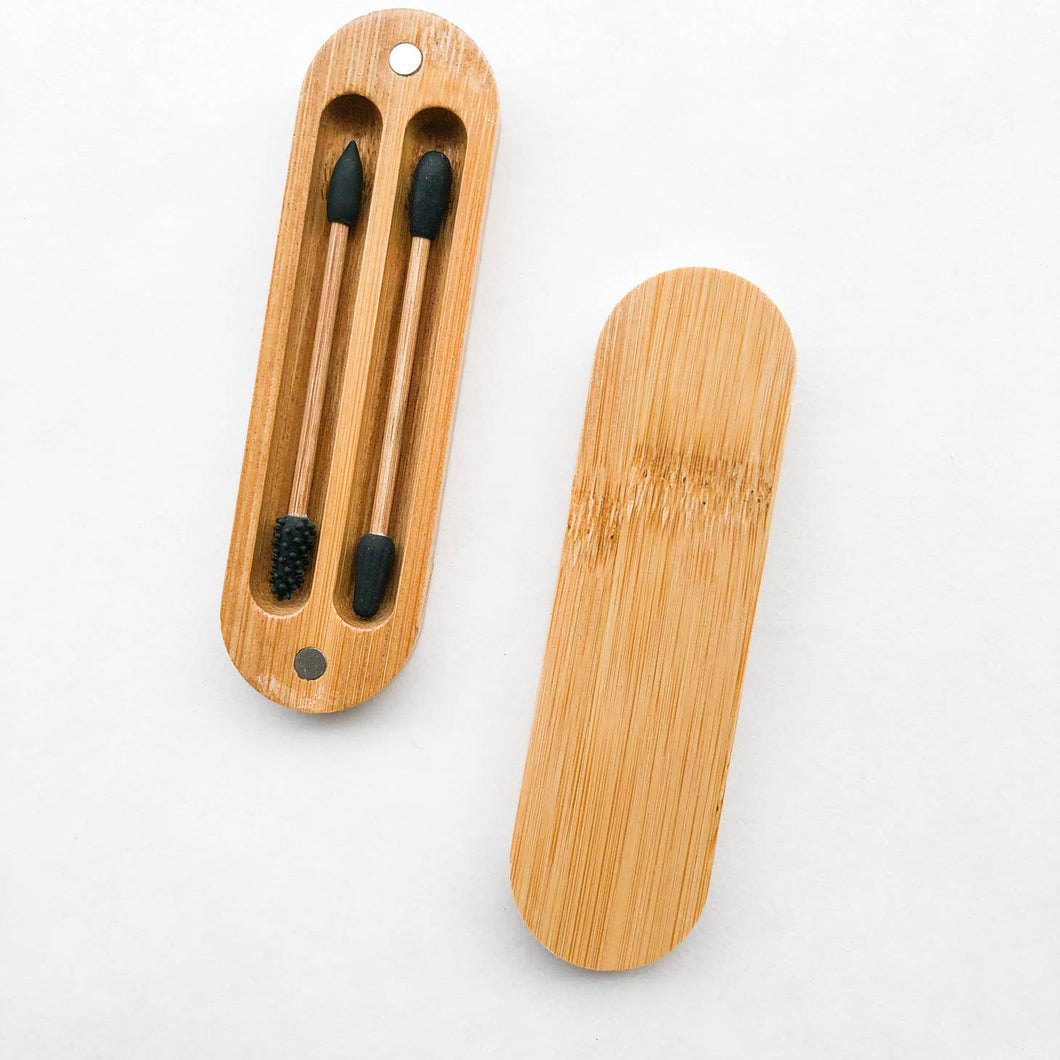 Reusable Ear Buds - Silicone Buds with Bamboo Case