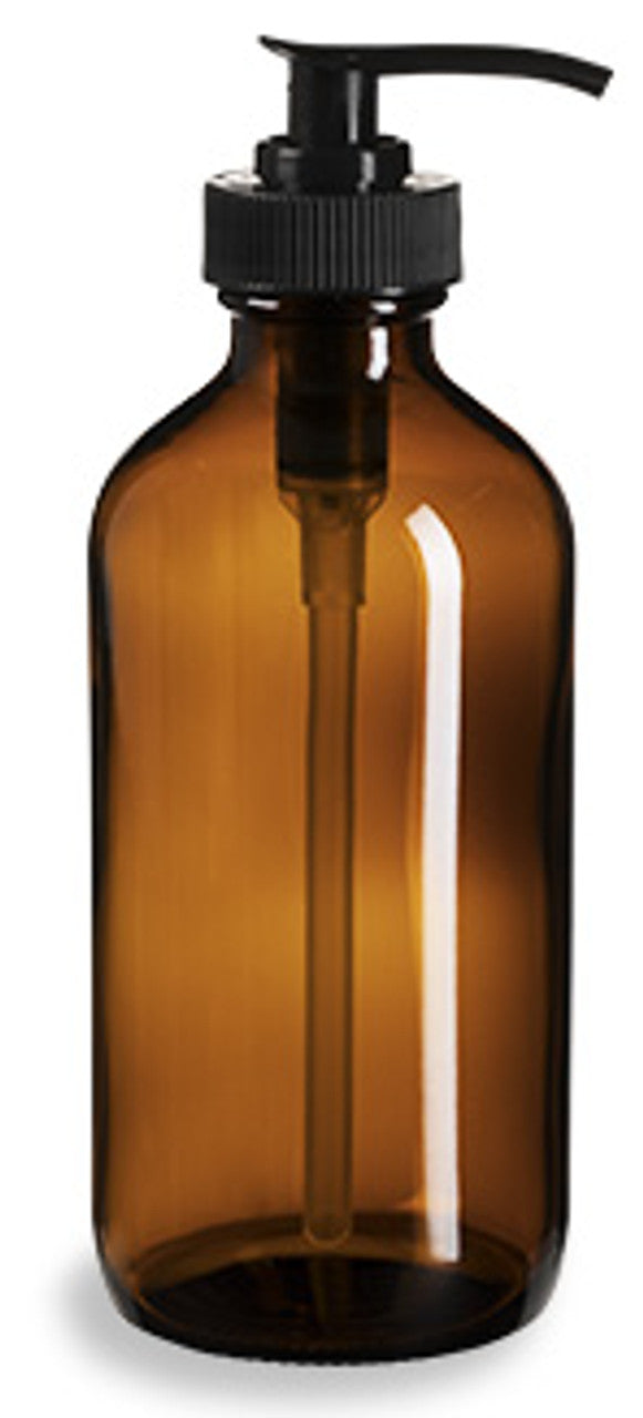 Amber glass pump 16 oz